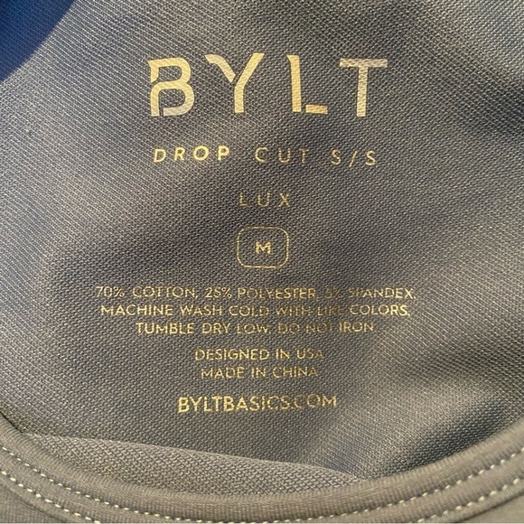 BYLT Men Blue White Pocket Drop Cut S/S Lux T-Shirt Size Medium - Picture 6 of 6